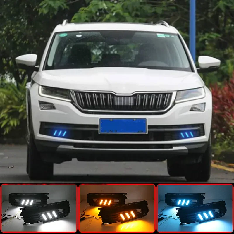 LED Daytime Running Lights For Skoda KODIAQ 2017 2018 Fog lamp house 12V ABS DRL Car styling