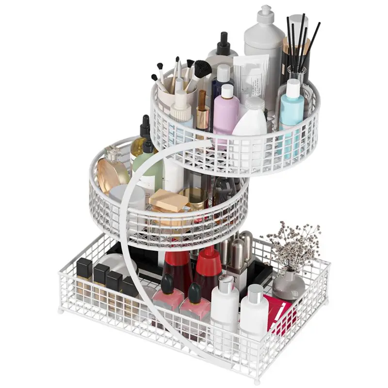 

A25F-Kitchen Storage 3-Tier Metal Storage Rack-No Assembly Required, Cosmetic Organizer, Fruit& Vegetable Basket