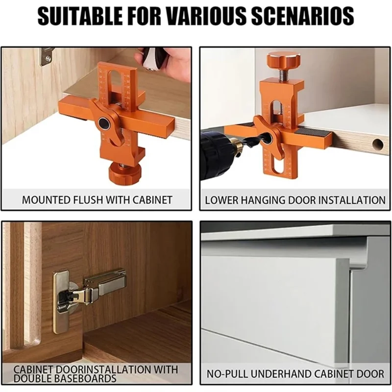 TKOH-Quick Closet Door Mounting Jig 10Mm Rebounder Punched 2 In 1 Adjustable Cabinet Door Installation Positioner