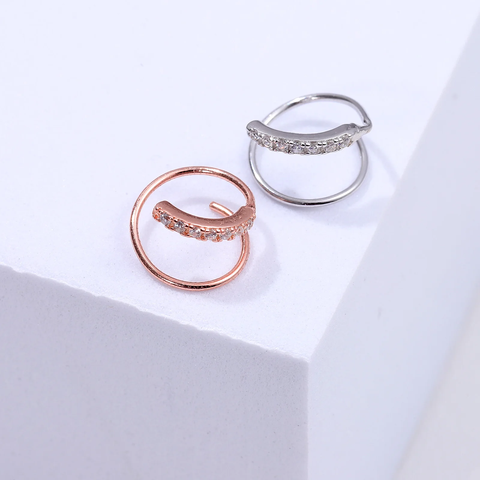 

2 Pairs Sterling Silver Earrings Zircon Spring Small Dangle Hoops Dangling for Girls