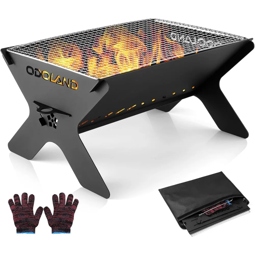 

Portable Folding Charcoal Grill, Heavy Duty Firepit with Carry Bag for Outdoor Cooking, BBQ, Camping