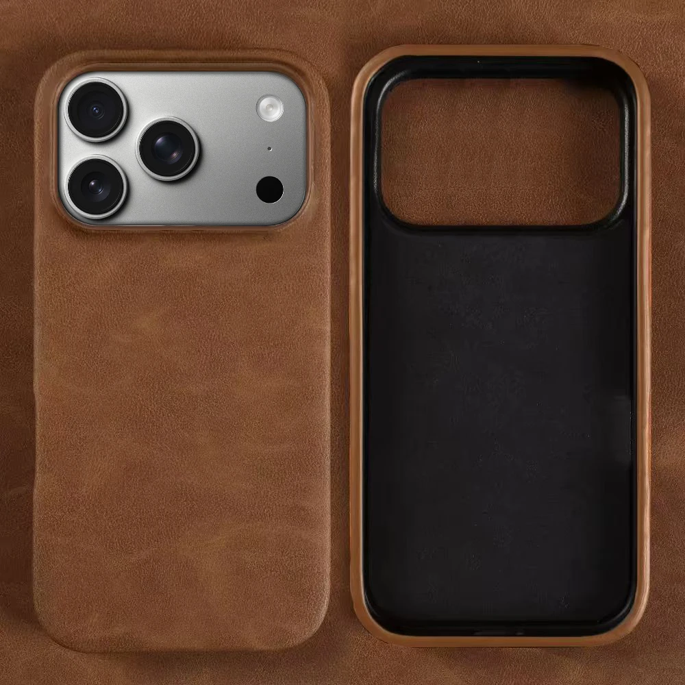 

Skin Feel Luxury Leather Phone Case for iPhone 17 Air 16 15 14 Plus 13 12 11 Pro Max Solid Color Back Cover Shockproof Fundas