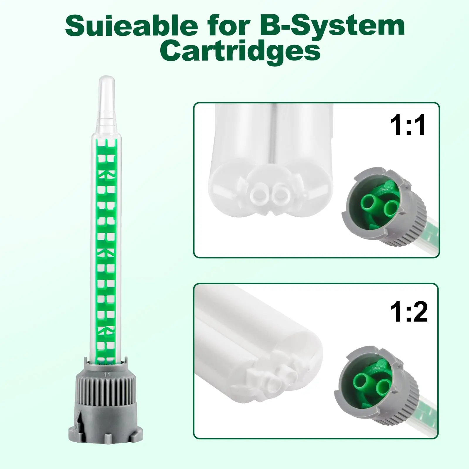 100개 핫 세일 FB516L 믹싱 튜브, 플라스틱 에폭시 접착제 믹싱 노즐, 정적 믹서 AB 글루 건 액체 믹서에 적합