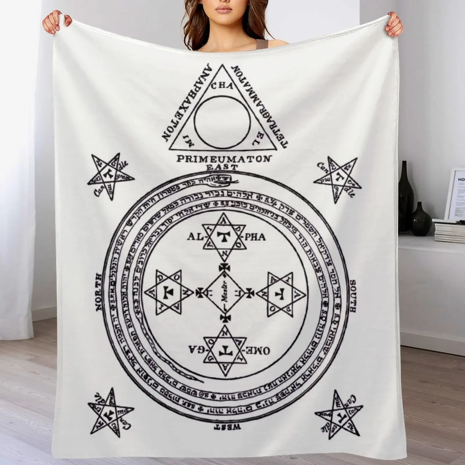 

Solomon Circle Goetia Black n White Throw Blanket Multi Use Warm Blanket for Living Room Bedroom
