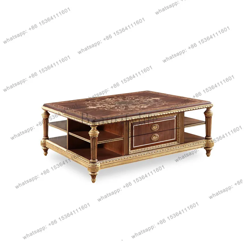 English solid wood luxury coffee table neoclassical edge table