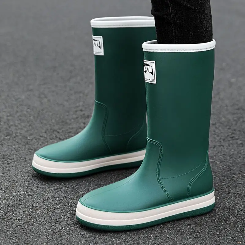 New Spring Men's Long Waterproof Rain Shoes Wear-Resistant High-Cut Non-Slip Fishing Wading Boots