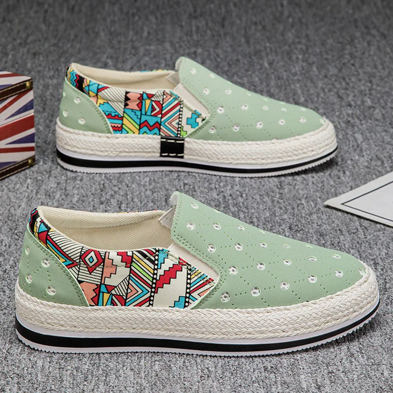 2026 Men's Spring Summer Breathable Cloth Casual One-Step Sneakers Comfortable Lazy Sports Board Shoes