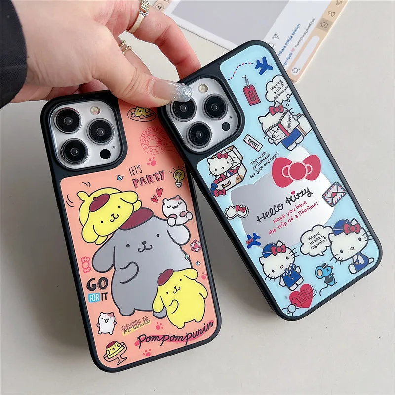 Hello Kitty Pom Pom Purin party Phone Case for iPhone 12 13 14 15 16 Pro Max 16pro 15pro AG tempering glass Cover Funda