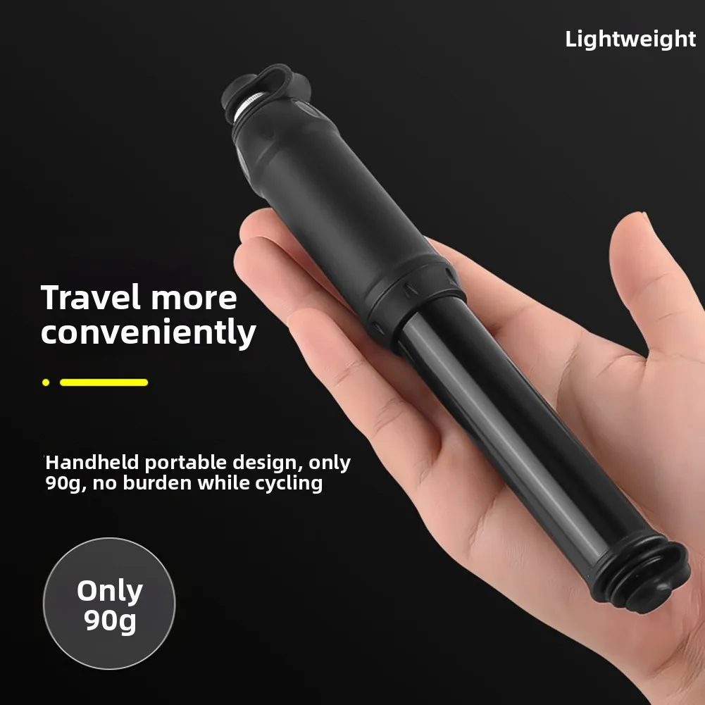 Portable Tire Pump High Pressure Pump Cycling Commute AS SHOWN Aluminum Alloy Body Flexible Hose Design 7.67 Inches