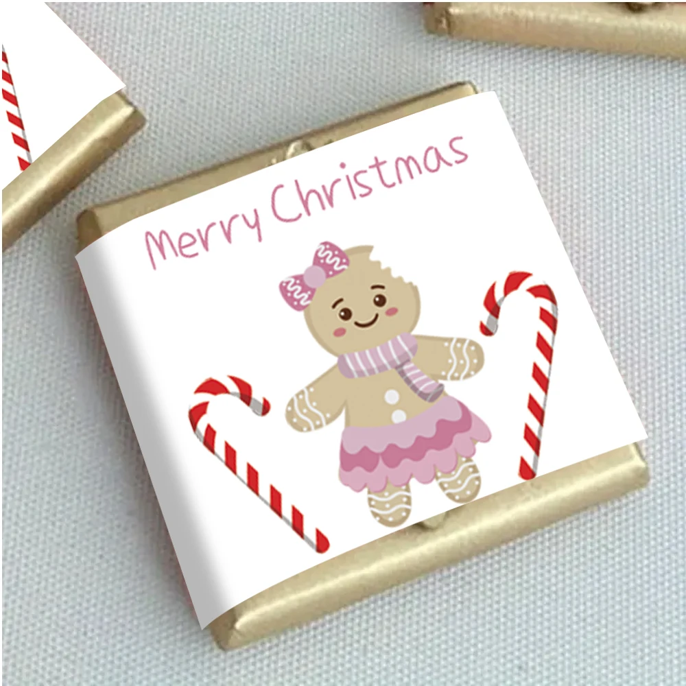 Maßgeschneiderte Weihnachts-Geschenkaufkleber mit glücklichem süßem Lebkuchenmuster, dekorative Aufkleber für Partybuchstaben und Geschenke