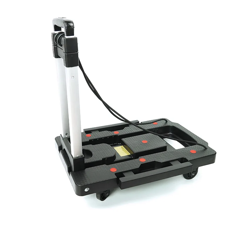 

Universal silent five-wheel folding portable aluminum alloy tie rod luggage cart shopping cart pulling goods small flat cart