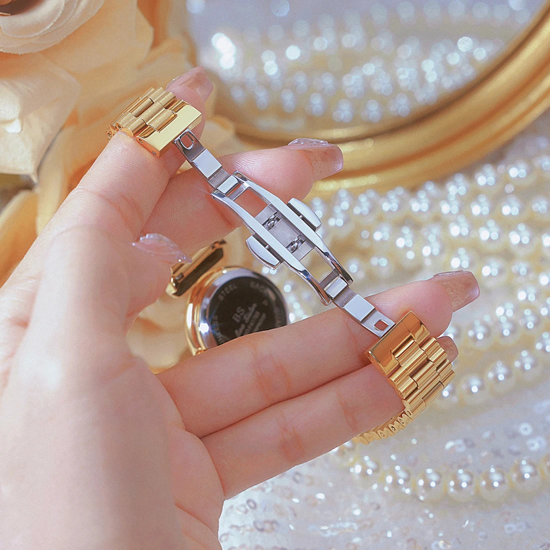 여성용 방수 쿼츠 손목시계, 럭셔리 골드 시계, 빈티지 시계 선물, 오리지널 브랜드 패션 여성손목시계