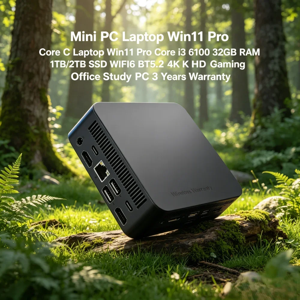 Mini PC Laptop Win11 Pro Core i3 6100 32GB RAM 1TB/2TB SSD WiFi6 BT5.2 4K HD Gaming Office Study PC 3 Years Warranty