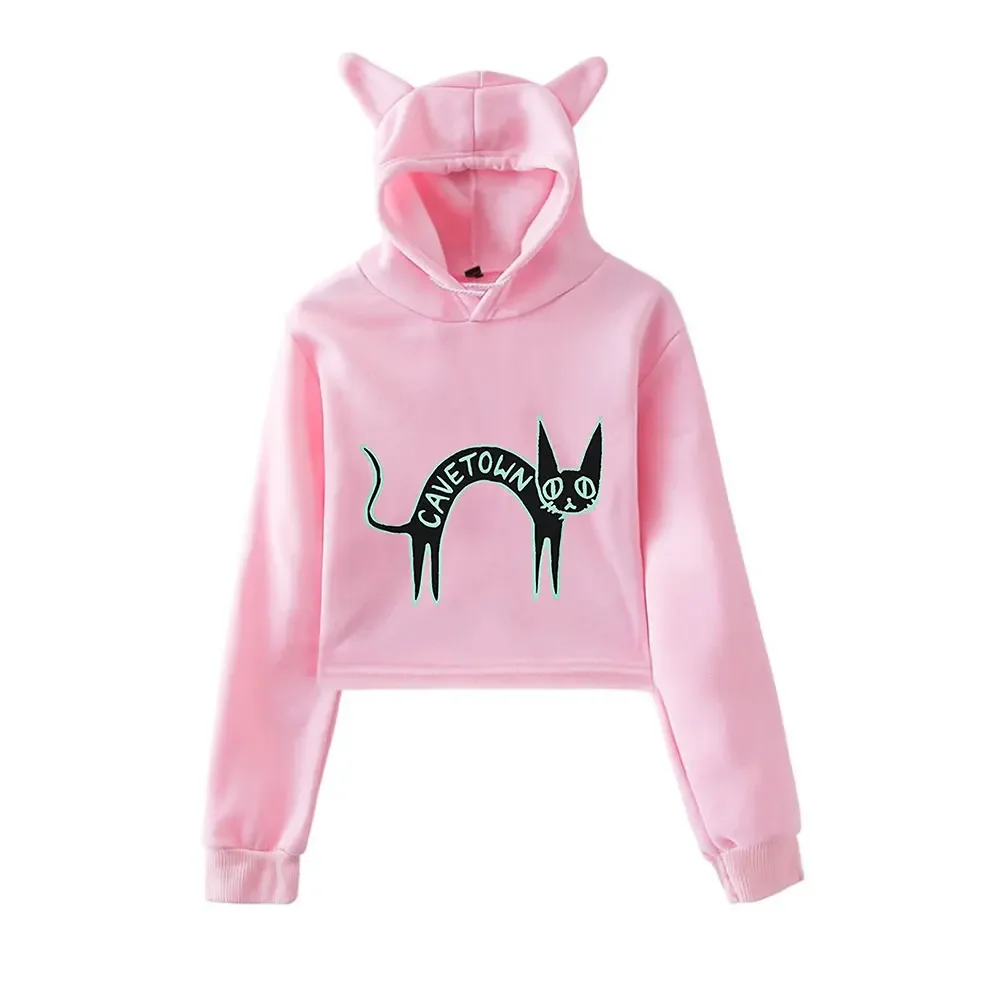 

Cavetown Merch Crop Top Hoodie for Teen Girls Streetwear Hip Hop Kawaii Cat Ear Harajuku Cropped Sweatshirt