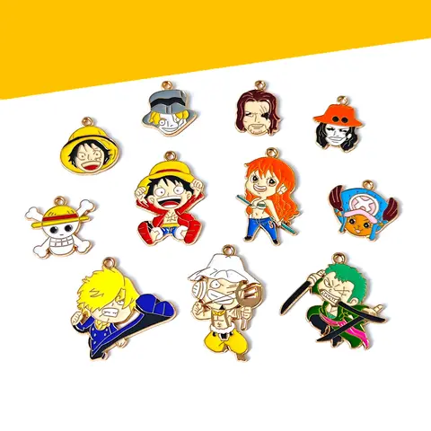 10Pcs/lot Cute Anime Monkey·D·Luffy Enamel Charms Pendant for DIY Earrings Jewelry Make Bracelet Earrings Handmade Accessory