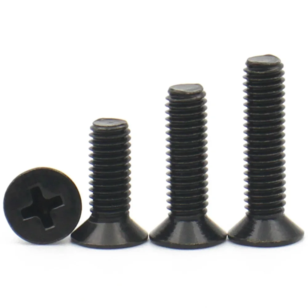 10-50pcs Black 304 Stainless steel Mini Small M1.6 M2 M2.5 M3 M3.5 M4 M5 M6 Cross Phillips Flat Countersunk Head Screw Bolt