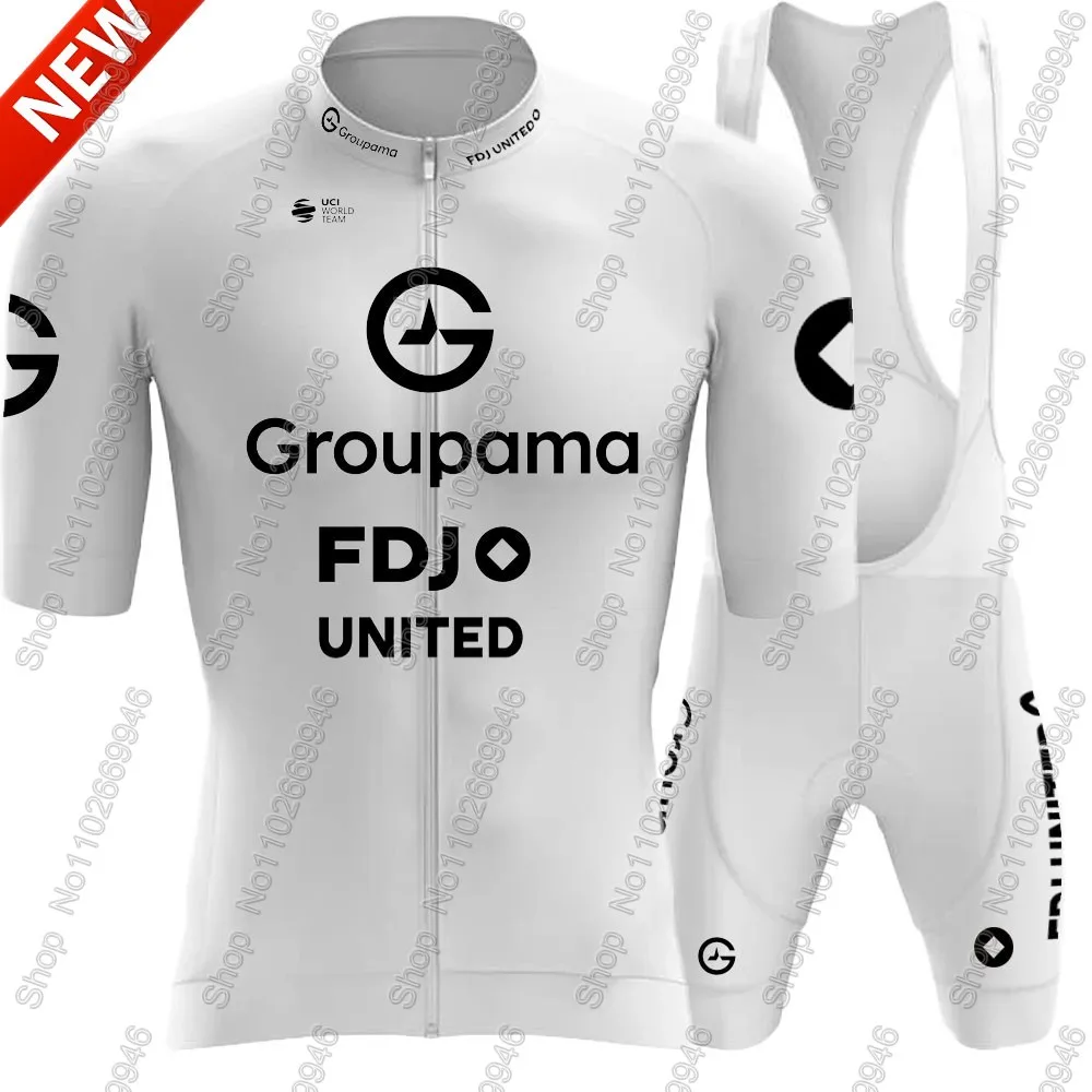 

Белый комплект велосипедного трикотажа France FDJ Team 2025, мужская групповая одежда для велосипеда, рубашки для шоссейного велосипеда, костюм, велосипедные нагрудники, шорты MTB Maillot