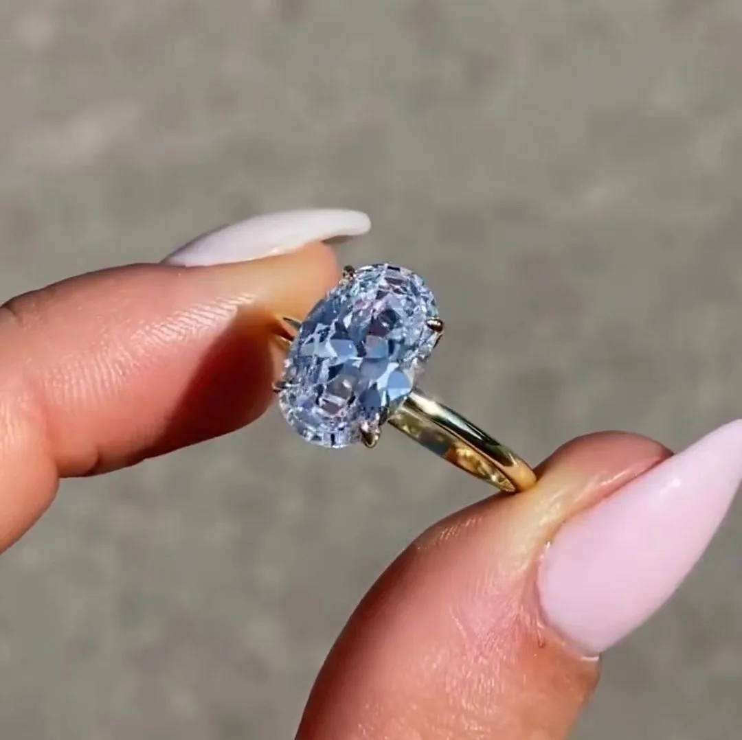 

New Hot Selling Gold Plated Rings For Women Oval Cubic Zirconia Jewelry Wedding Engagement Ring Wholesale Size 5-10