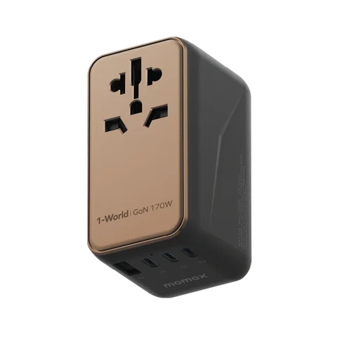 MOMAX Universal Power Adapter 170W Fast GaN السفر التوصيل USB-C Travel Plug 여행 플러그 US UK EU AU Charger for Laptops Tablets