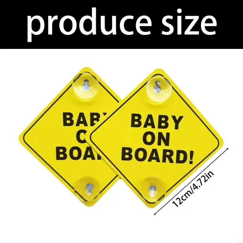 D7YD 2 Piece Double Suction Cups Baby Car Safety Sticker Reflective Warning Decal