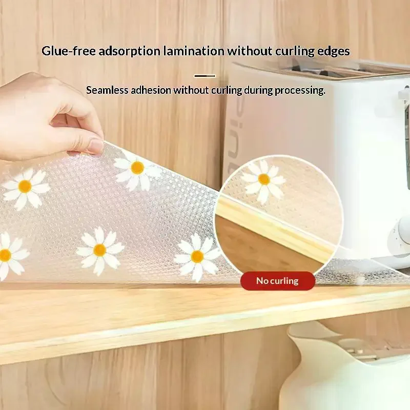 Flower Kitchen Cabinet Mat Reusable Drawer Mat Kitchen Dining Table Mat Insulation Mat Waterproof Moisture-proof Drawer Mat