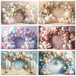 Newborn Baby Portrait Backdrops 3D Air Balloon Cloud Boys Girls First Birthday Party Cake Smash Background for Photography Props