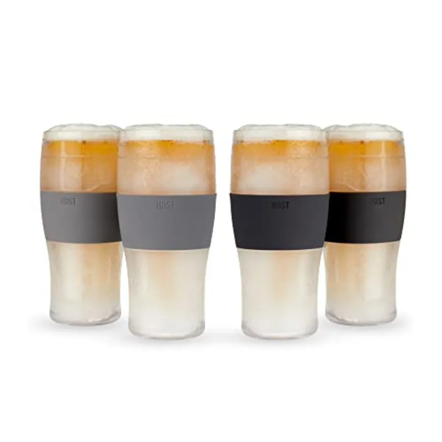 

Freeze Beer Glasses, 16 oz Freezer Gel Chiller Double Wall Plastic Frozen Pint Glass, , and Grey