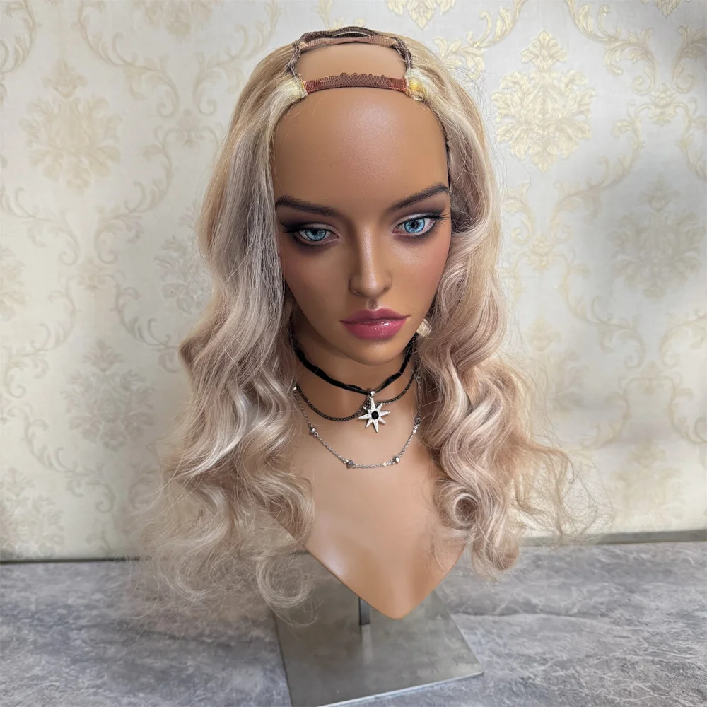 

Парик U-образной формы 2x4 из 100% натуральных человеческих волос для женщин, с глубокими коричневыми и светлыми блонд-оттенками, без клея, легко надевается