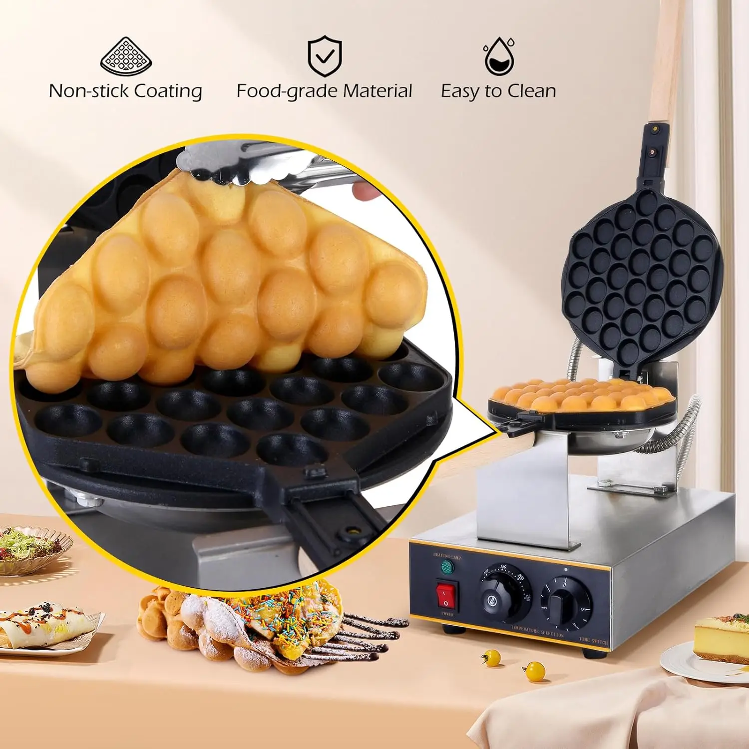 Bubble Waffle Maker Machine Non-stick Egg Waffle Maker Electric Bubble Waffle