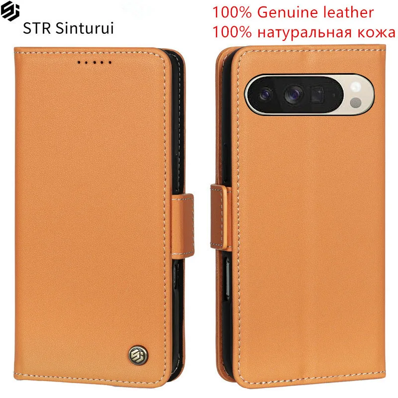 

STR Genuine leather Nappa grain card Slot Wallet Flip Cover For Google Pixel 10 9 8 7 6 Pro 4 XL 10a 9a 5a shockproof phone Case