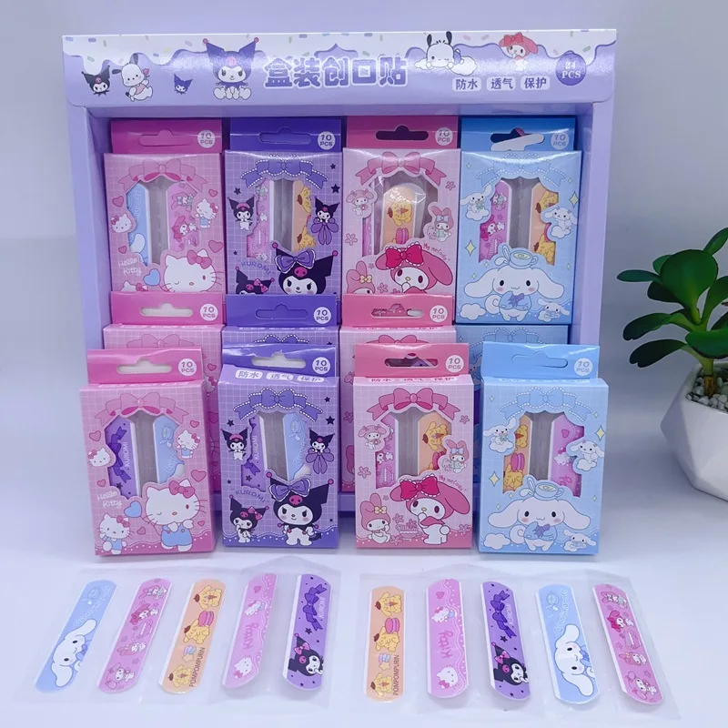 24pcs/box Sanrio Kuromi Waterproof Breathable Band Aid Cute Hemostatic Adhesive Bandages First Aid Cute Bandages Cute Bandaids