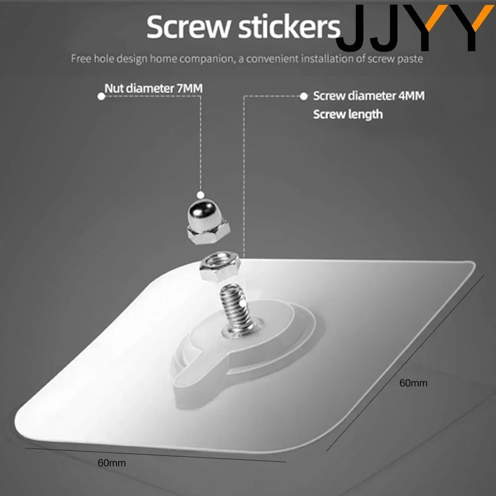 JJYY 2PCS Punch-Free Non-Marking Screw Stickers Wall Picture Hook Invisible Traceless Hardwall Drywall Picture Hanging Kit