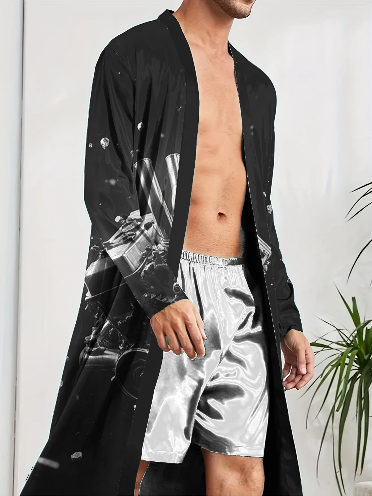 1pcs Men's Robes 2026 Spring/Summer Shower robe Bathrobe 3D Printed Men's bathrobe sleepwear Breathable Funny pajamas Graphic