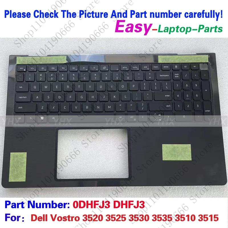 

Notebook computer components New For Dell Vostro 3520 3525 V3520 Palmrest Upper US Backlit Keyboard 0DHFJ3.