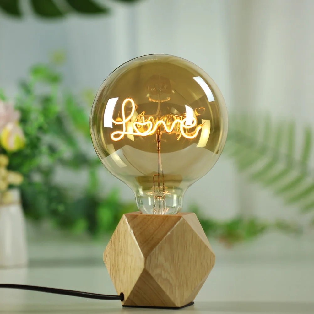 TIANFAN G125 LED Edison Bulb with Alphabet Love Home Dream E27 Screw Base Dimmable Amber 110v 220v for Decorative Lighting