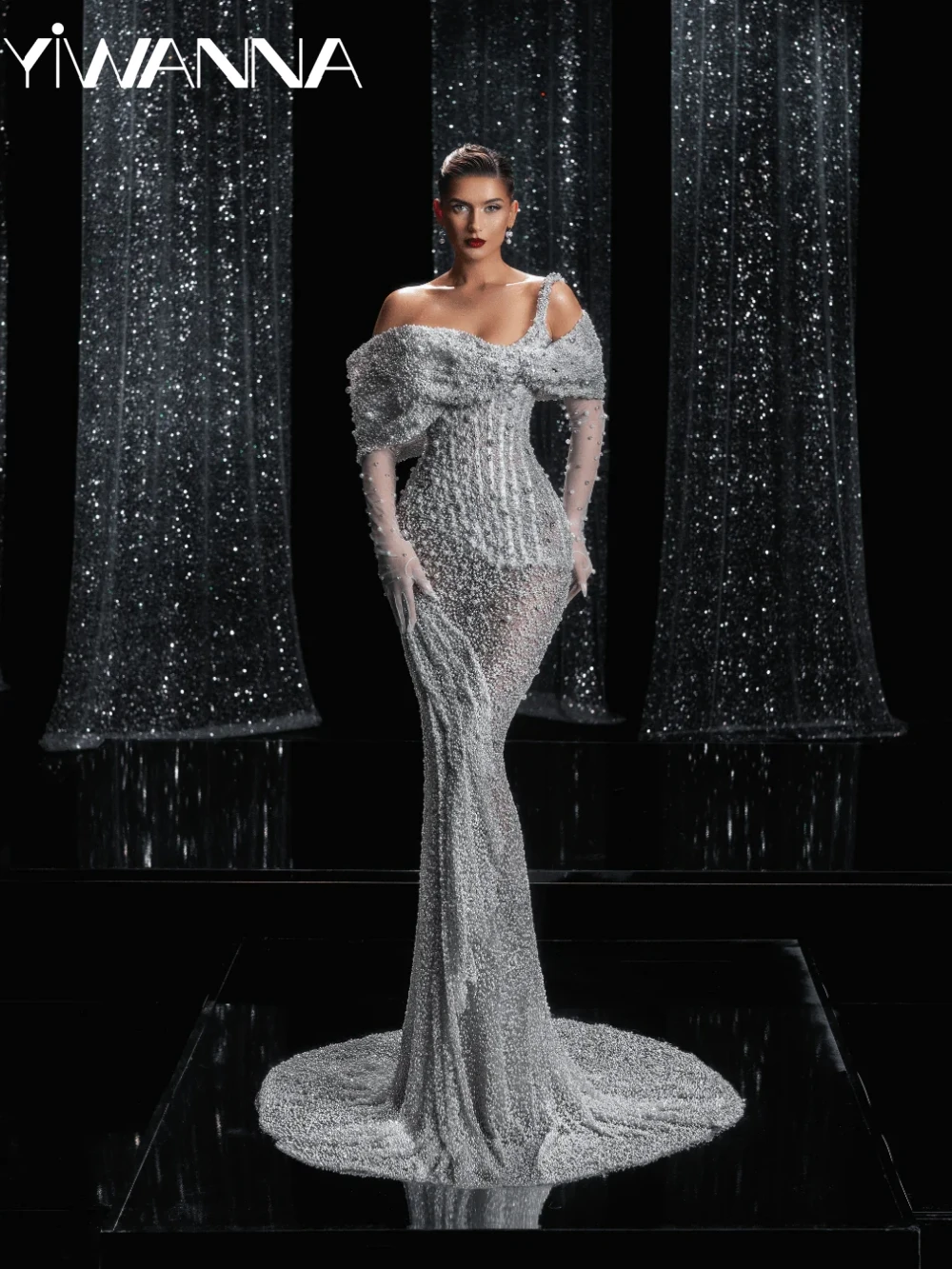 

Fully Beaded Pearls Mermaid Long Wedding Dress Illusion Off Shoulder Bridal Gown 2026 New Customized Exquisite Dresses For Bride