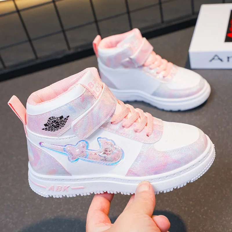 Disney Spring Kids Shoes Fashion Non-slip Children Sneakers Summer Frozen Elsa Princess Walking Shoes for Girls Casual Outdoor