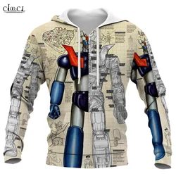 Sudadera con capucha para hombre Mazinger Z 3D completamente estampada Anime Sudadera con capucha de manga larga Sudadera con capucha Moda Unisex Streetwear Jersey