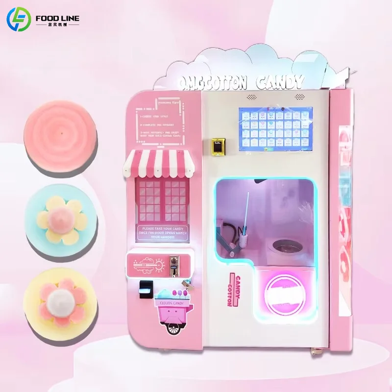 Customized Automatic Cotton Candy Making Vending Machine 24H Self-Service Touch Screen Multi-Payment Commercial Equipment
