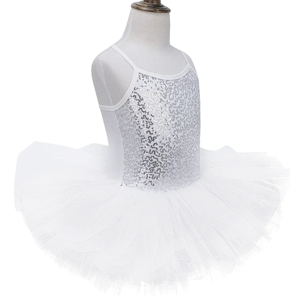 Vestido de tutú con lentejuelas brillantes para niñas, ropa de baile de bailarina, leotardo de gimnasia, disfraz de baile profesional