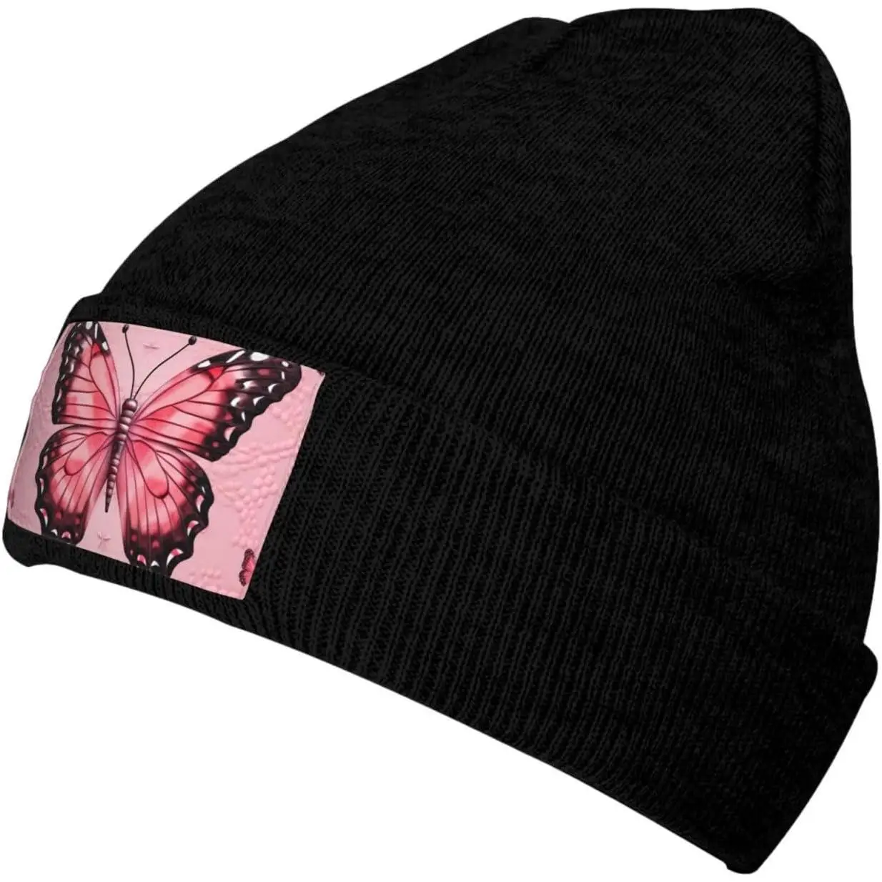 Beanie for Men Winter Hats for Women Knit Hat Butterfly Beanie Soft Warm Cuffed Caps Stylish Watch Cap Black Beanie