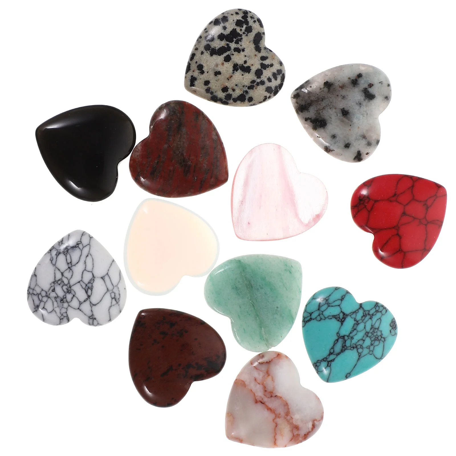 Sphere 20mm Love Pendant Heart-shaped Ornament Natural Crystal Stone 12pcs (35 Random Mixed Colors) Hearts Decor Office