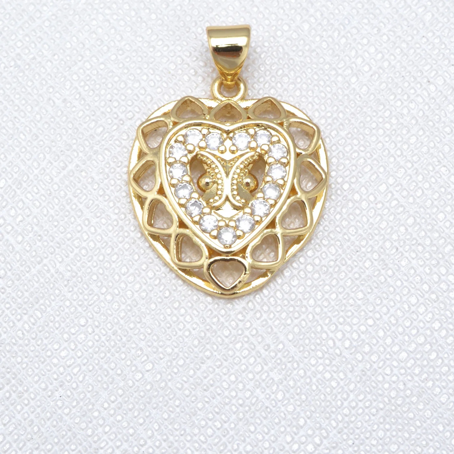 13 Pcs Pave Inlay Zircon Pendant DIY Jewelry Accessories Moon Heart Star Starfish Brass Plated Charm Necklace Making Supplies