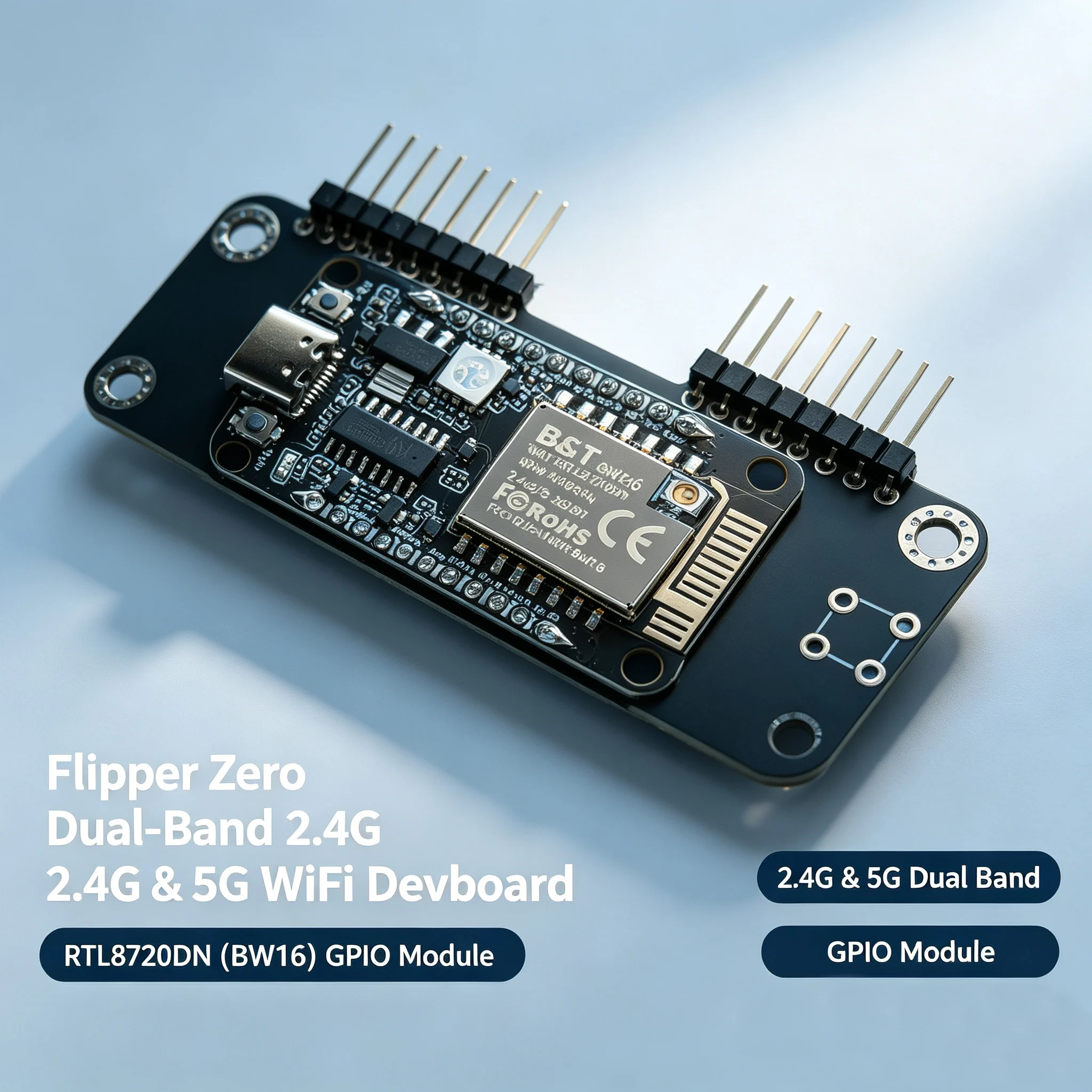 Dual-Band 2.4G&5G WiFi Devboard Flipper Zero, Preloaded Firmware, RTL8720DN (BW16) GPIO Module, Long-Range IoT Network Analysis - view 2