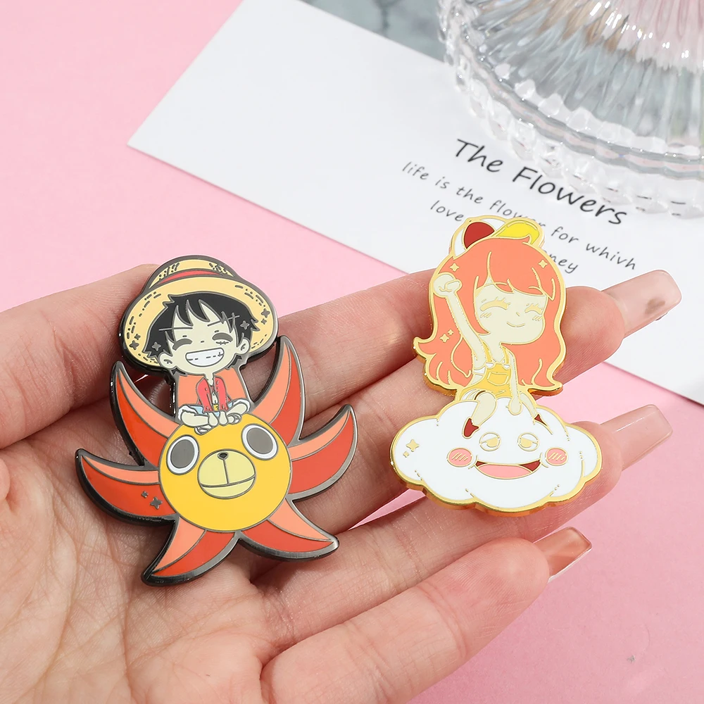 Anime One Piece Monkey·D·Luffy Lapel Pins Backpack Jeans Enamel Brooch Fashion Jewelry Gifts Nami Nico Robin Cartoon Badges - view 6