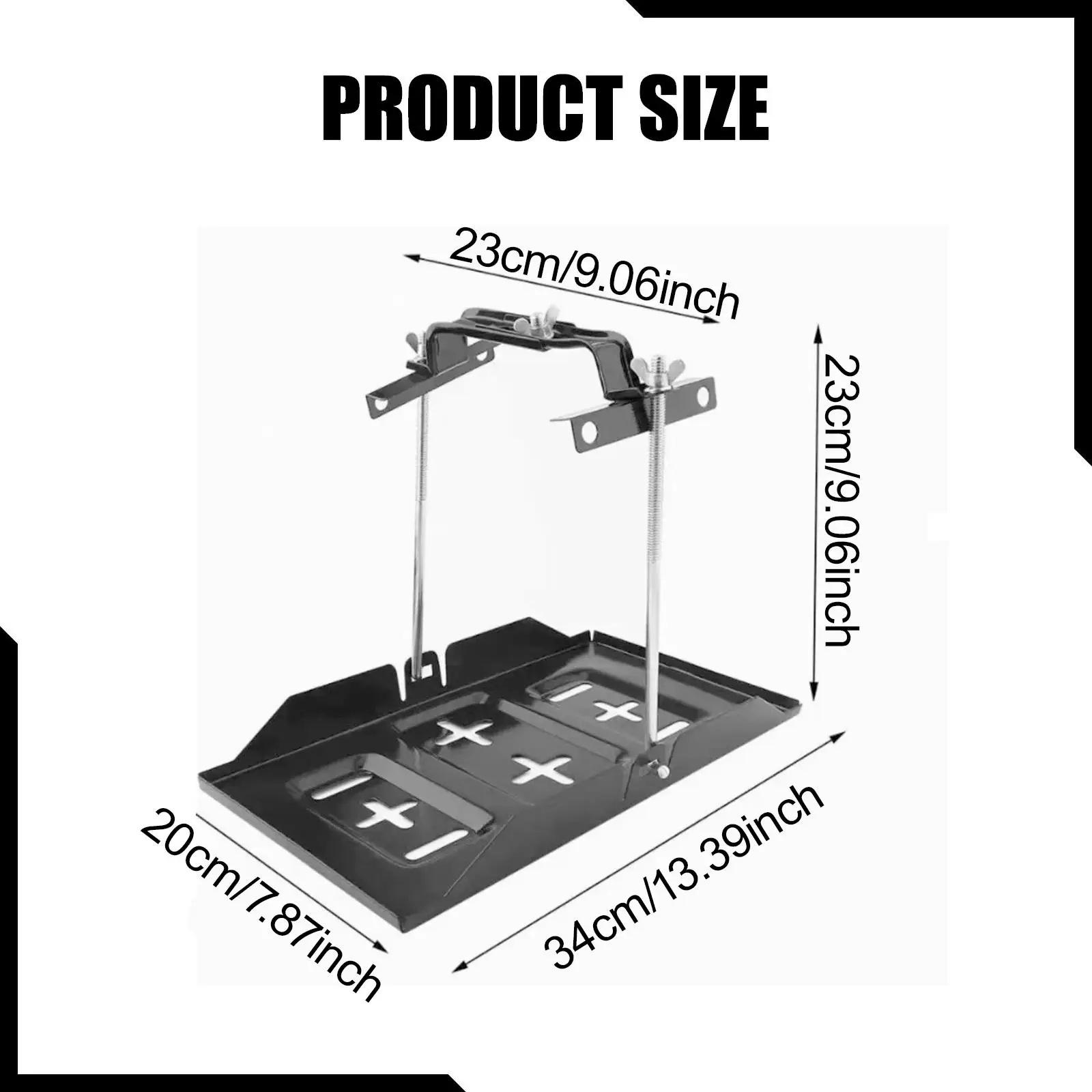 Battery Hold Down Tray Kit, Metal Solid Storage Battery Holder for Automobile, Marine