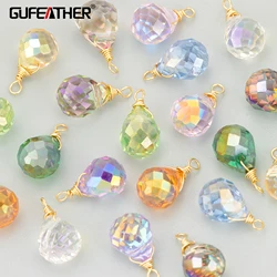 GUFEATHER MF04,jewelry accessories,18k gold plated,copper,nickel free,glass,hand made,charms,jewelry making,diy pendants,10pcs/l