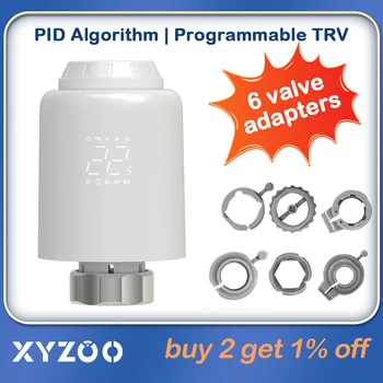 Programmable TRV Radiator Thermostatic Valve Temperature Heater Control Actuator 0.1℃ Accurate Valve Controller Auto Mode