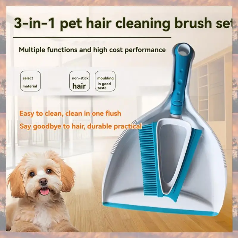 

2025 Trend Multifunctional Pet Hair Cleaning Brush 3 In 1 Set Hair Remover Mini Dustpan Cleaning Tool