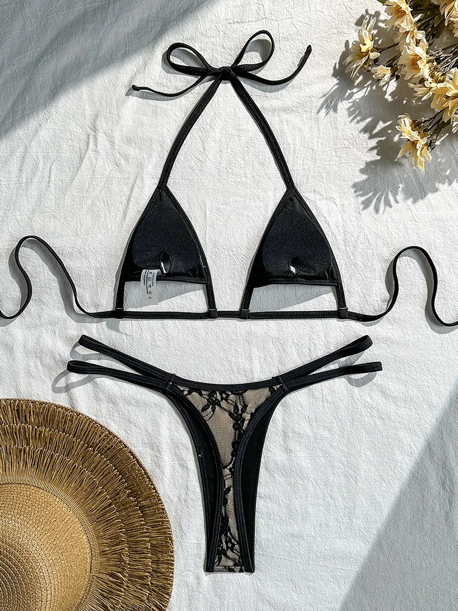 Extreme String Mini Micro Thong Bikini Female Swimsuit Women Swimwear Two-Pieces Bikini Set Lace Bather Bathing Suit Swim Lady